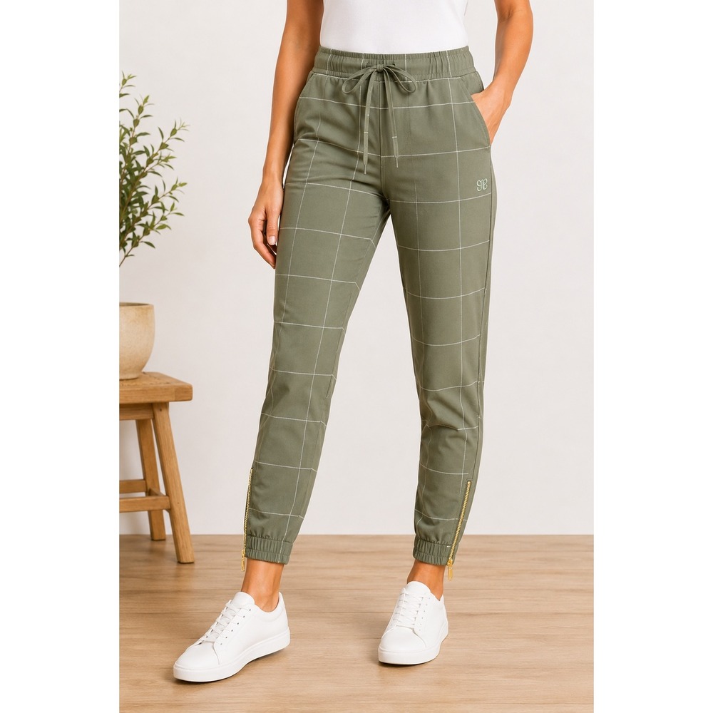 Albion Jetsetter Joggers Sz S Sage Green Windowpane Travel Jogger Capsule Casual